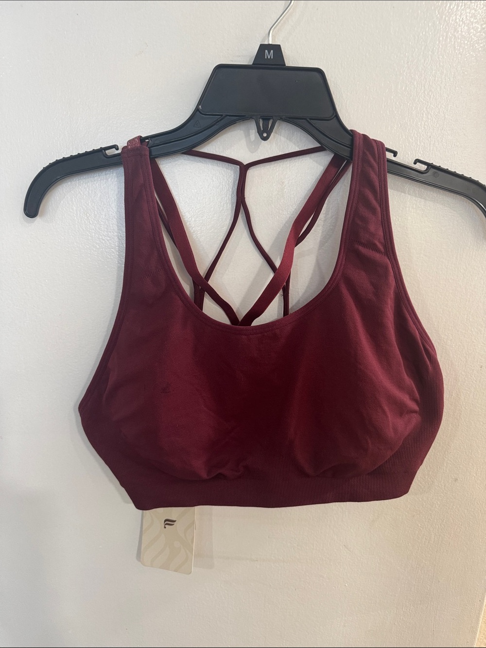 Fabletics Burgundy Strappy Back Sports Bra